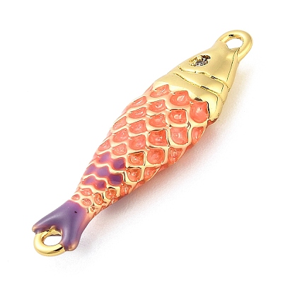 Brass Enamel Fish Connector Charms KK-H527-11G-05-1