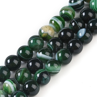 Natural Striped Agate/Banded Agate Beads Strands G-Z060-A01-B27-1