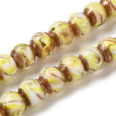 Gold Sand Lampwork Beads Strands LAMP-E036-06B-1