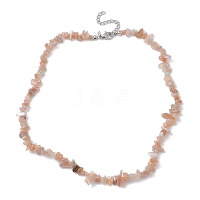 Natural Sunstone Chip Beaded Necklace NJEW-JN04615-05-1
