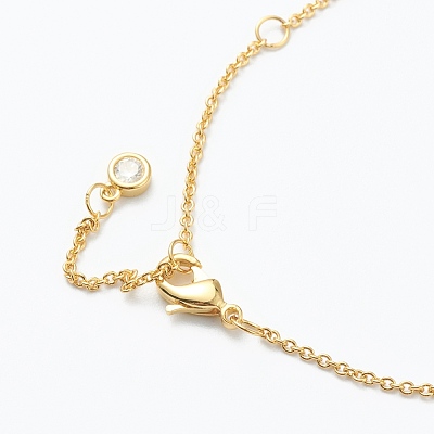 Brass Micro Pave Clear Cubic Zirconia Pendant Necklaces NJEW-J059-01K-1