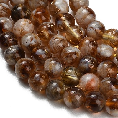 Heated Natural Citrine Beads Strands G-C293-A04-8mm-1