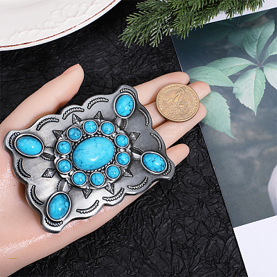 Bohemia Synthetic Turquoise Belt Buckle for Men FIND-WH0156-44-1