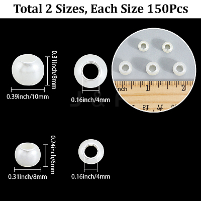 300Pcs 2 Styles Imitation Pearl Acrylic European Beads OPDL-SP0001-04-1