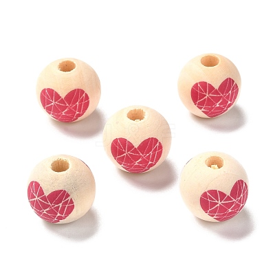 Printed Wood European Beads WOOD-F011-03B-1