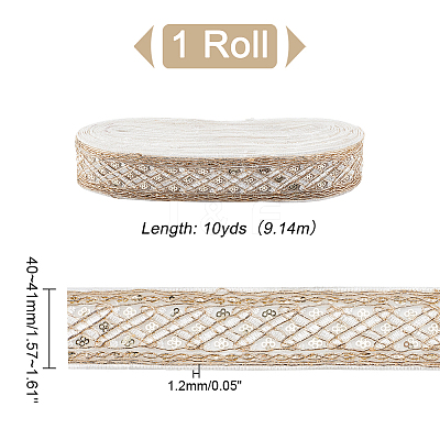 Rhombus Pattern Polyester Ribbon with Paillette OCOR-WH0047-49A-1
