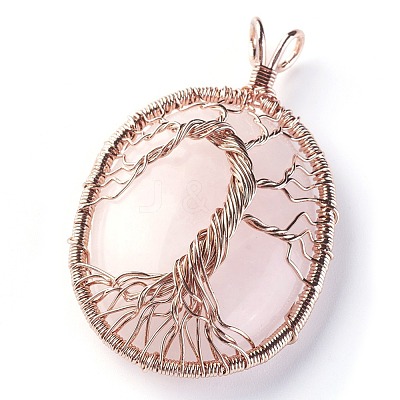 Natural Rose Quartz Big Pendants G-G771-C03-1