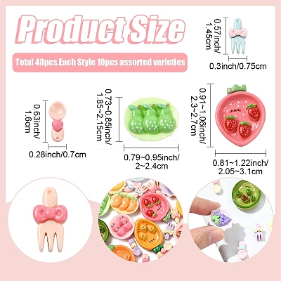 40Pcs 4 Styles Opaque Cute Resin Decoden Cabochons RESI-YW0005-40-1