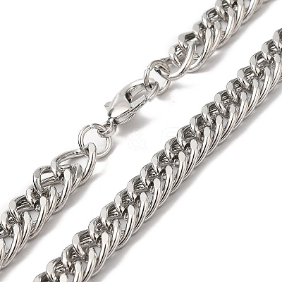 Iron Cuban Link Chain Necklaces for Women Men NJEW-A028-01H-P-1