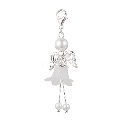 Frosted Acrylic & Glass Pearl Beads Pendant Decorations HJEW-JM03488-02-1