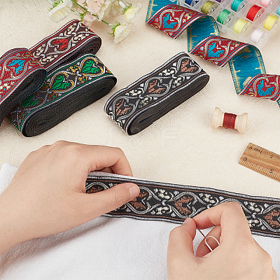 14M 4 Styles Ethnic Style Embroidery Polyester Ribbons OCOR-FG0001-46-1