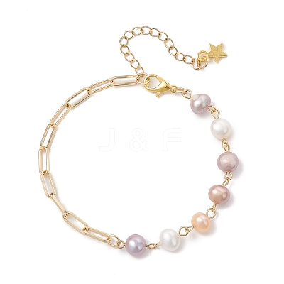 Brass Paperclip Chain Bracelets BJEW-JB13224-1