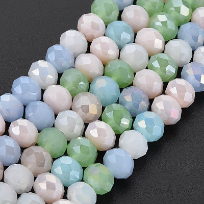 Electroplate Glass Beads Strands X-EGLA-S194-18G-1