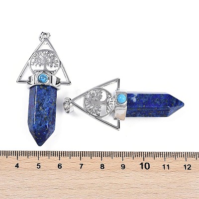 Dyed Natural Lapis Lazuli Faceted Pointed Bullet Big Pendants G-H076-02P-011-1