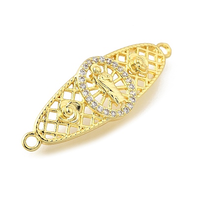 Brass Pave Cubic Zirconia Religion Connector Charms KK-Q066-16A-G-1