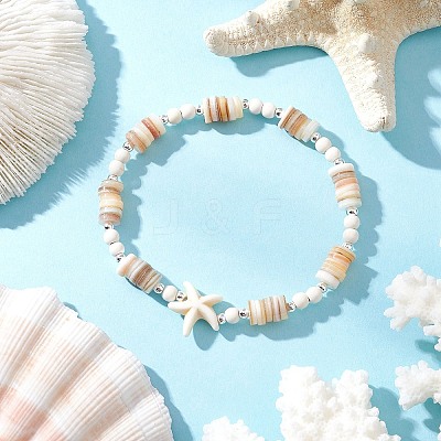 2Pcs Synthetic Turquoise Beaded Stretch Bracelets BJEW-JB11911-1
