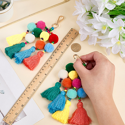 Cotton Tassels Pendant Decorations HJEW-WH0102-014-1
