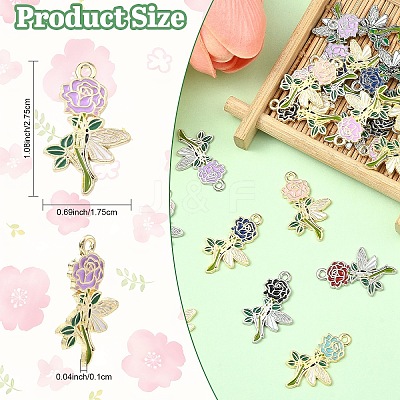 30Pcs 2 Colors Alloy Enamel Pendants ENAM-YW0008-78-1