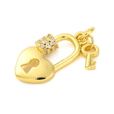 Rack Plating Brass Micro Pave Cubic Zirconia Pendants KK-M021-09G-1