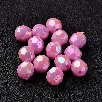 AB Color Plated Eco-Friendly Poly Styrene Acrylic Round Beads TACR-L004-6mm-57-1