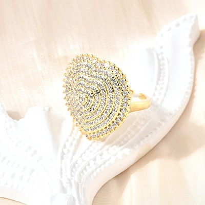 Brass Micro Pave Cubic Zirconia Cuff Rings RJEW-V007-06G-1