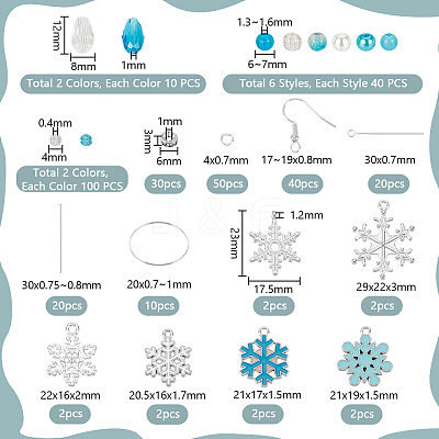 DIY Snowflake Alloy Dangle Earrings Making Kit DIY-PH0022-67-1