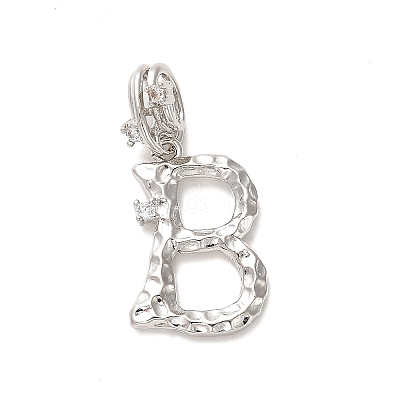 Rack Plating Brass Micro Pave Cubic Zirconia European Dangle Charms KK-L210-015P-B-1