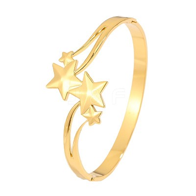 304 Stainless Steel Star Open Hinged Cuff Bangles for Women WG5645C-01-1