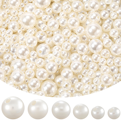 1460Pcs 6 Styles Imitation Pearl Acrylic Beads PEAR-LT0001-01-1