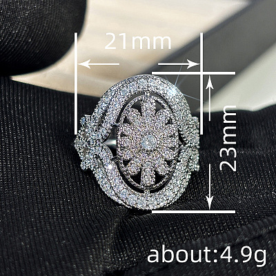Brass Micro Pave Cubic Zirconia Finger Rings for Women FS-WGE2DD0-02-1