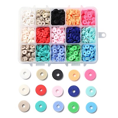 150G 15 Colors Handmade Polymer Clay Beads CLAY-JP0001-14-8mm-1