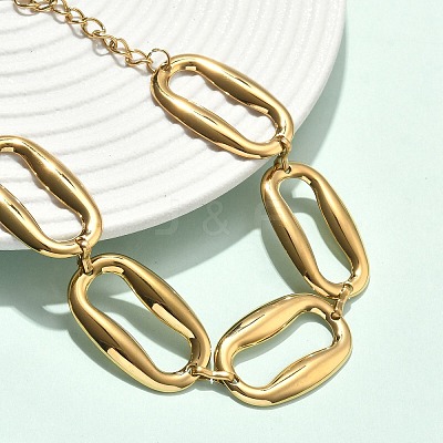 304 Stainless Steel Oval Link Chain Bracelets for Women BJEW-D456-05G-1
