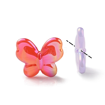 UV Plating Rainbow Iridescent Imitation Jelly Acrylic Beads OACR-K003-012-1
