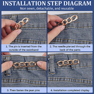 6Pcs Chain Shape Alloy Adjustable Jean Pins AJEW-GF0009-70LG-1