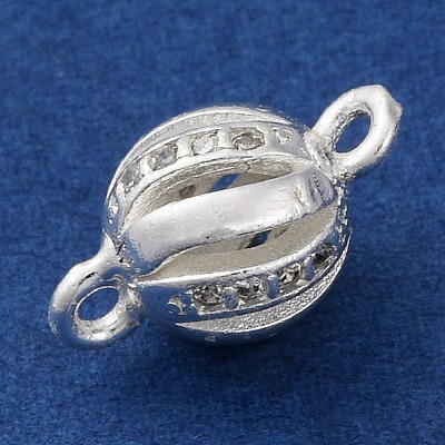 Brass Micro Pave Clear Cubic Zirconia Connector Charms KK-A230-06D-S-1