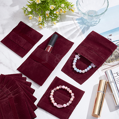 Velvet Jewelry Flap Pouches ABAG-WH0038-43A-1