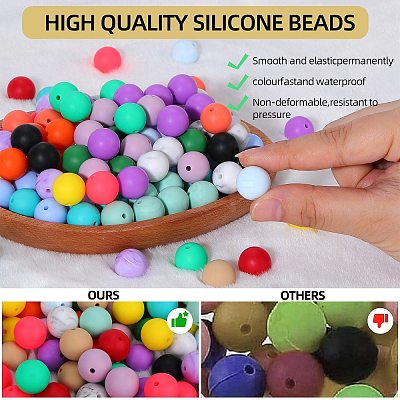 80Pcs Round Silicone Focal Beads SIL-SZ0001-24-22-1