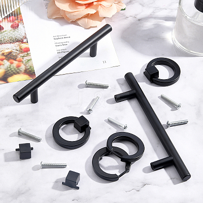 8Sets Zinc Alloy & Stainless Steel Drawer Knobs FIND-AR0001-45EB-1