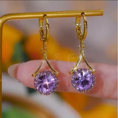Alloy Rhinestone Hoop Dangle Earrings for Women WG08A50-02-1