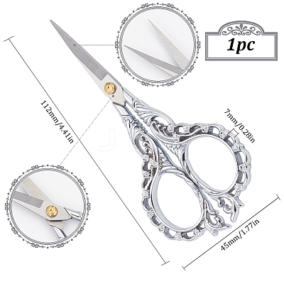 1Pc Peach Blossom Stainless Steel Scissors AJEW-SC0002-78C-1