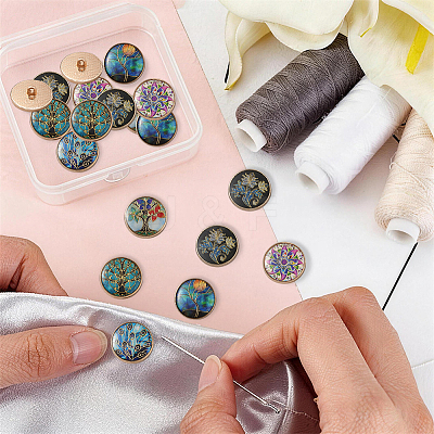 24Pcs 6 Styles 1-Hole Alloy Shank Buttons BUTT-CY0001-44B-1