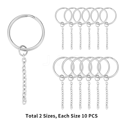 304 Stainless Steel Split Key Ring Clasps STAS-UN0006-33P-1