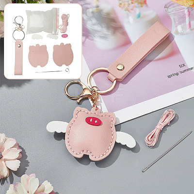 DIY Imitation Leather Flying Pig Pendant Keychain Sewing Kits DIY-WH0530-96-1