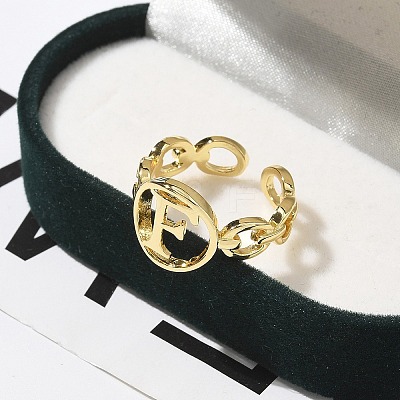 Brass Open Cuff Rings for Women RJEW-K289-01G-F-1
