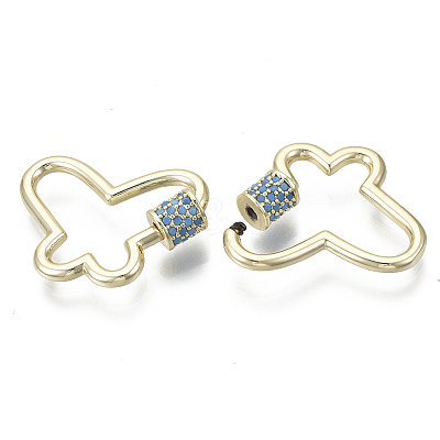 Brass Micro Pave Cubic Zirconia Screw Carabiner Lock Charms KK-R136-071B-NF-1