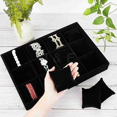 Velours Wooden Bracelet/Bangle/Watch Displays BDIS-WH0003-01-WH-1