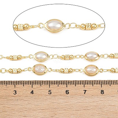 Brass ABS Imitation Pearl Oval Link Chains CHC-B025-07G-1