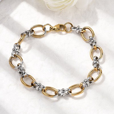 304 Stainless Steel Oval Link Chain Bracelets for Women LS-BJEW-D377-01A-1