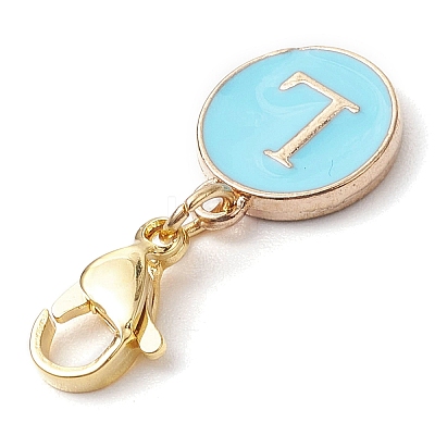 26Pcs Flat Round with Letter A~Z Alloy Enamel Pendant Decorations HJEW-JM02563-1