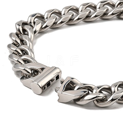 Non-Tarnish 304 Stainless Steel Cuban Link Chain Bracelet Hand Polished NJEW-D050-02F-P-1